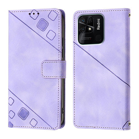 Funda de Cuero Cartera con Soporte Carcasa YB1 para Xiaomi Redmi 10 Power Morado