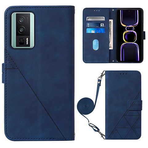 Funda de Cuero Cartera con Soporte Carcasa YB1 para Xiaomi Redmi K60 5G Azul