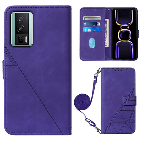 Funda de Cuero Cartera con Soporte Carcasa YB1 para Xiaomi Redmi K60 5G Morado