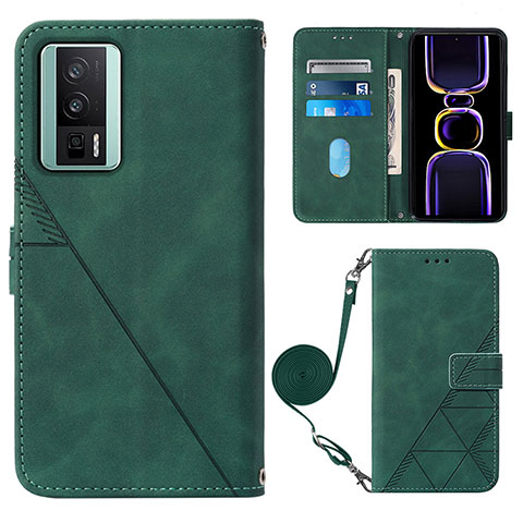 Funda de Cuero Cartera con Soporte Carcasa YB1 para Xiaomi Redmi K60 5G Verde