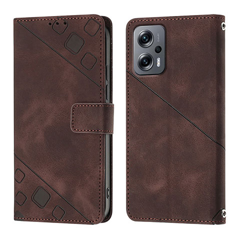 Funda de Cuero Cartera con Soporte Carcasa YB1 para Xiaomi Redmi Note 11 Pro+ Plus 5G Marron