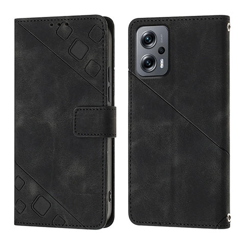 Funda de Cuero Cartera con Soporte Carcasa YB1 para Xiaomi Redmi Note 11 Pro+ Plus 5G Negro