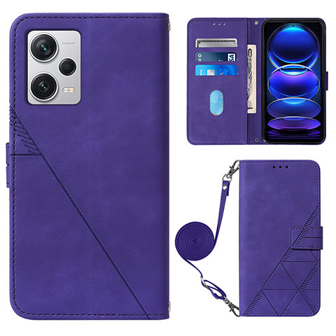 Funda de Cuero Cartera con Soporte Carcasa YB1 para Xiaomi Redmi Note 12 Explorer Morado