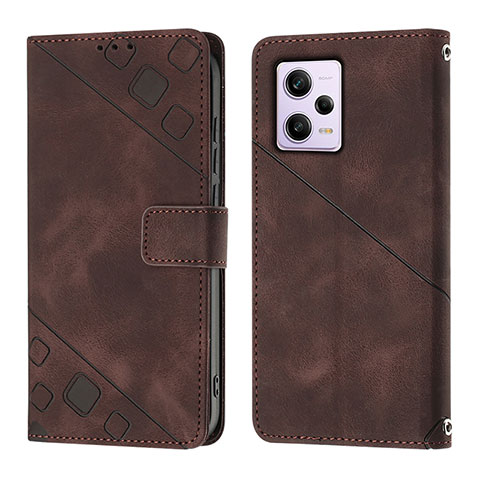 Funda de Cuero Cartera con Soporte Carcasa YB1 para Xiaomi Redmi Note 12 Pro 5G Marron