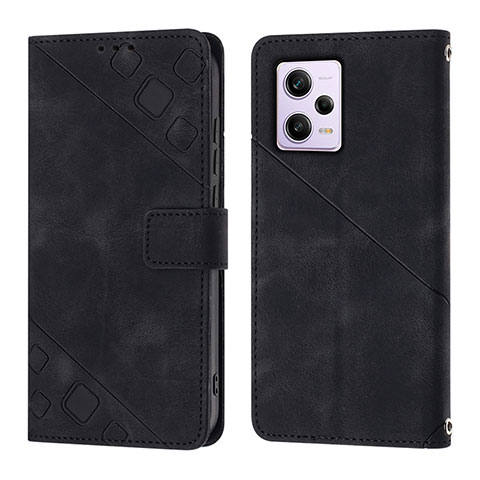 Funda de Cuero Cartera con Soporte Carcasa YB1 para Xiaomi Redmi Note 12 Pro 5G Negro