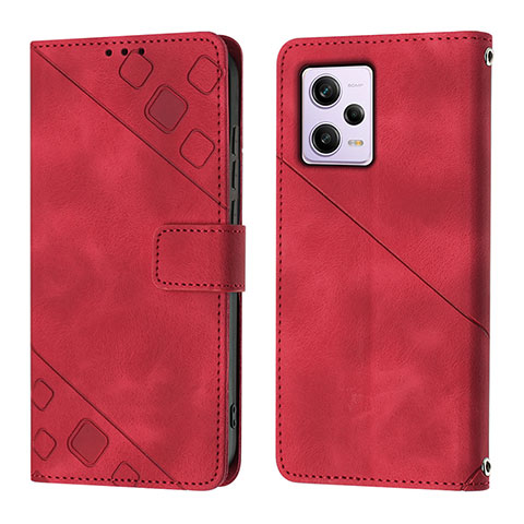 Funda de Cuero Cartera con Soporte Carcasa YB1 para Xiaomi Redmi Note 12 Pro 5G Rojo