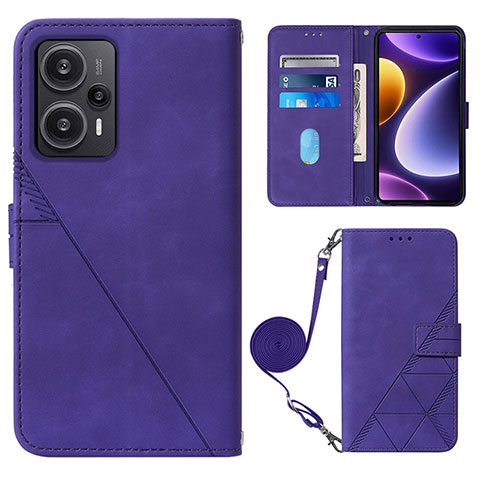 Funda de Cuero Cartera con Soporte Carcasa YB1 para Xiaomi Redmi Note 12 Turbo 5G Morado