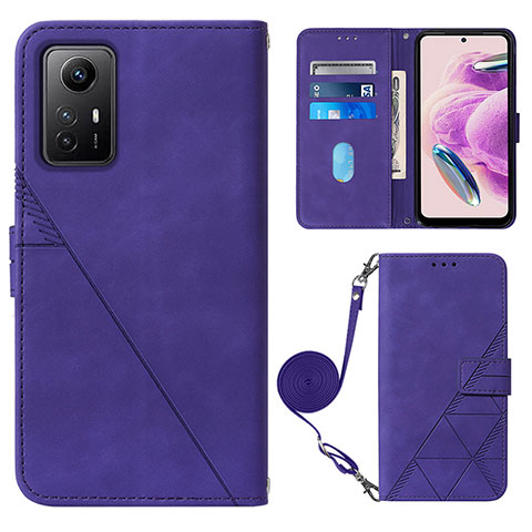 Funda de Cuero Cartera con Soporte Carcasa YB1 para Xiaomi Redmi Note 12S Morado