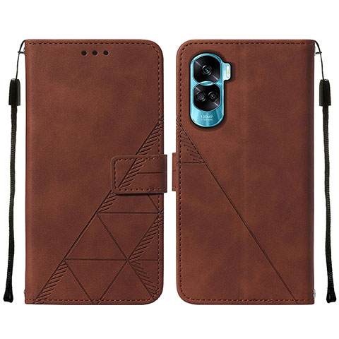 Funda de Cuero Cartera con Soporte Carcasa YB2 para Huawei Honor 90 Lite 5G Marron