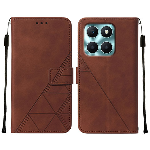 Funda de Cuero Cartera con Soporte Carcasa YB2 para Huawei Honor X8b Marron