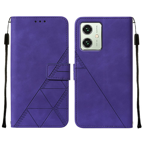 Funda de Cuero Cartera con Soporte Carcasa YB2 para Motorola Moto G54 5G Morado