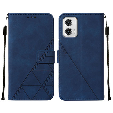 Funda de Cuero Cartera con Soporte Carcasa YB2 para Motorola Moto G73 5G Azul