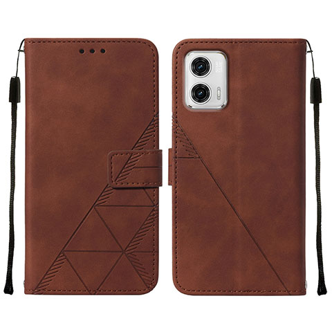 Funda de Cuero Cartera con Soporte Carcasa YB2 para Motorola Moto G73 5G Marron