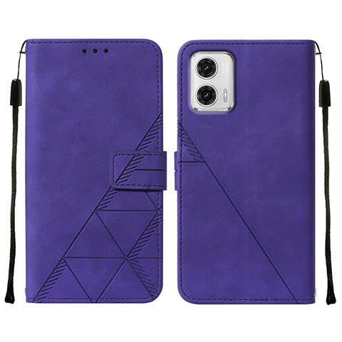 Funda de Cuero Cartera con Soporte Carcasa YB2 para Motorola Moto G73 5G Morado