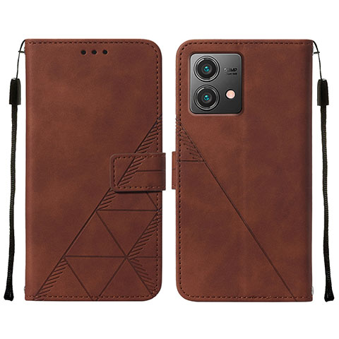 Funda de Cuero Cartera con Soporte Carcasa YB2 para Motorola Moto G84 5G Marron