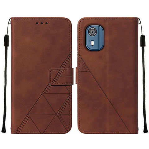 Funda de Cuero Cartera con Soporte Carcasa YB2 para Nokia C02 Marron