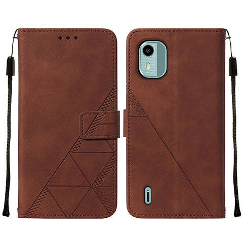 Funda de Cuero Cartera con Soporte Carcasa YB2 para Nokia C12 Plus Marron