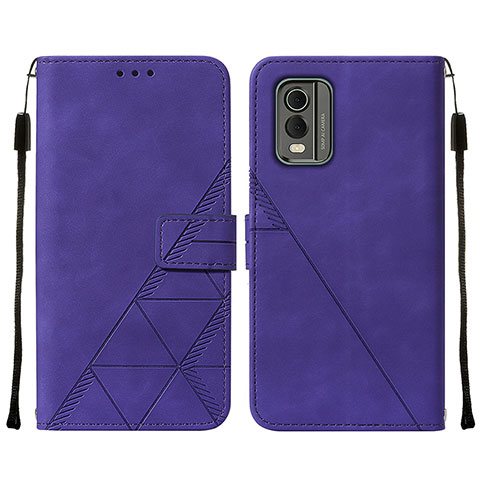 Funda de Cuero Cartera con Soporte Carcasa YB2 para Nokia C32 Morado