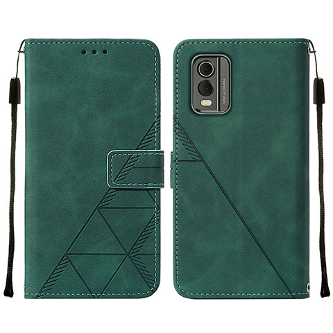 Funda de Cuero Cartera con Soporte Carcasa YB2 para Nokia C32 Verde