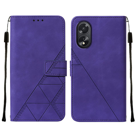 Funda de Cuero Cartera con Soporte Carcasa YB2 para Oppo A18 Morado