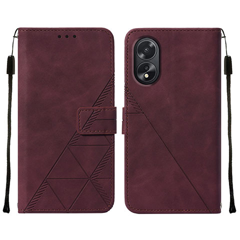 Funda de Cuero Cartera con Soporte Carcasa YB2 para Oppo A58 4G Rojo