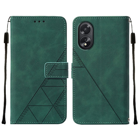 Funda de Cuero Cartera con Soporte Carcasa YB2 para Oppo A58 4G Verde