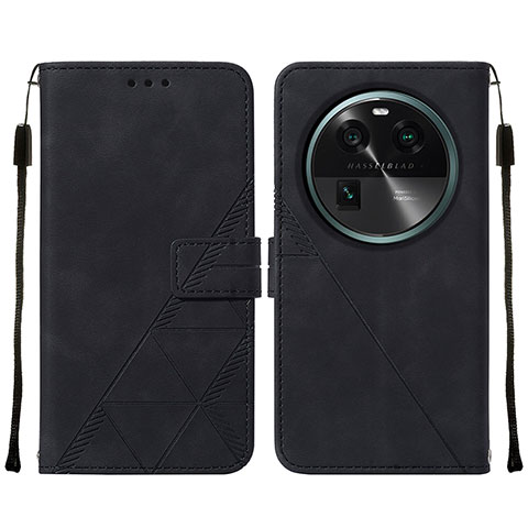 Funda de Cuero Cartera con Soporte Carcasa YB2 para Oppo Find X6 5G Negro