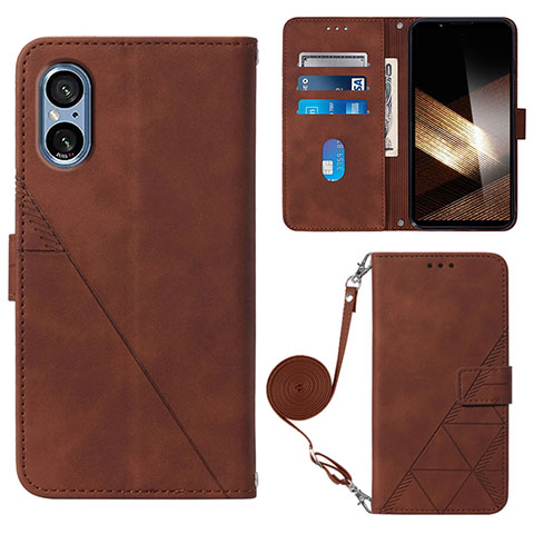 Funda de Cuero Cartera con Soporte Carcasa YB2 para Sony Xperia 5 V Marron