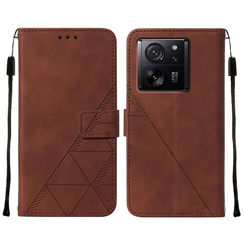 Funda de Cuero Cartera con Soporte Carcasa YB2 para Xiaomi Mi 13T 5G Marron