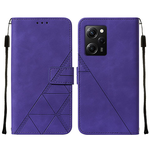 Funda de Cuero Cartera con Soporte Carcasa YB2 para Xiaomi Poco X5 Pro 5G Morado