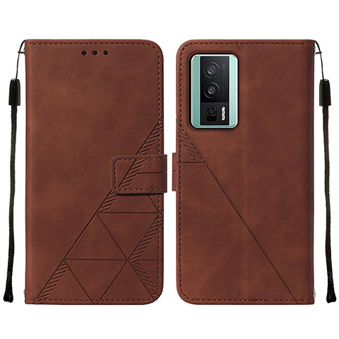 Funda de Cuero Cartera con Soporte Carcasa YB2 para Xiaomi Redmi K60 5G Marron