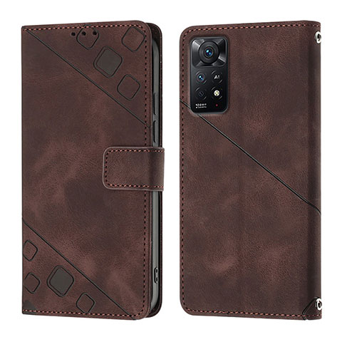 Funda de Cuero Cartera con Soporte Carcasa YB2 para Xiaomi Redmi Note 11 Pro 4G Marron