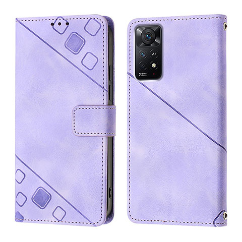 Funda de Cuero Cartera con Soporte Carcasa YB2 para Xiaomi Redmi Note 11 Pro 4G Morado