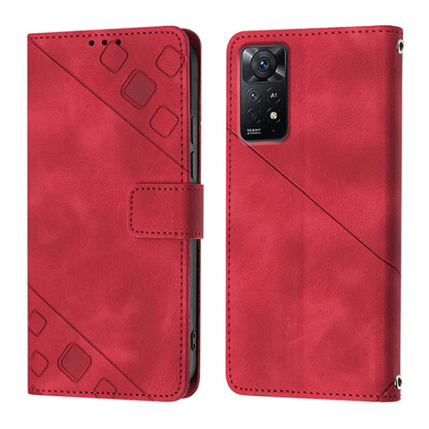 Funda de Cuero Cartera con Soporte Carcasa YB2 para Xiaomi Redmi Note 11 Pro 4G Rojo