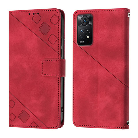 Funda de Cuero Cartera con Soporte Carcasa YB2 para Xiaomi Redmi Note 11 Pro 5G Rojo