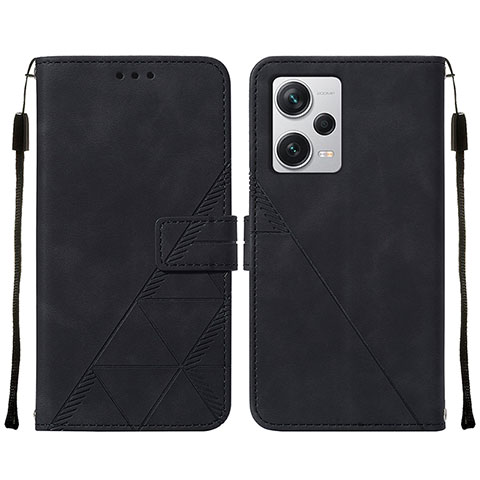 Funda de Cuero Cartera con Soporte Carcasa YB2 para Xiaomi Redmi Note 12 Pro+ Plus 5G Negro