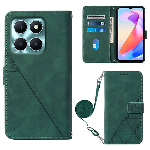 Funda de Cuero Cartera con Soporte Carcasa YB3 para Huawei Honor X6a Verde