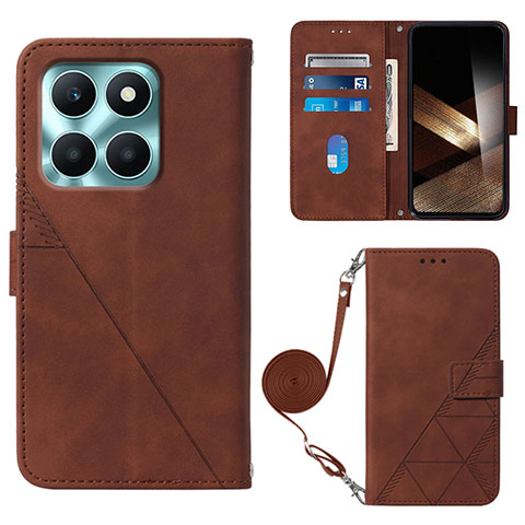 Funda de Cuero Cartera con Soporte Carcasa YB3 para Huawei Honor X8b Marron