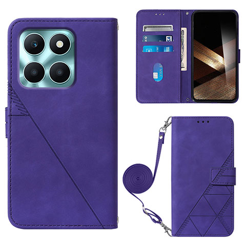 Funda de Cuero Cartera con Soporte Carcasa YB3 para Huawei Honor X8b Morado