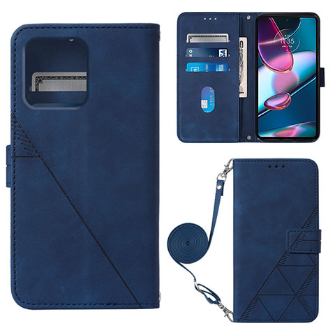 Funda de Cuero Cartera con Soporte Carcasa YB3 para Motorola Moto Edge 40 Pro 5G Azul