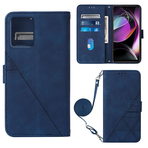 Funda de Cuero Cartera con Soporte Carcasa YB3 para Motorola Moto G 5G (2023) Azul