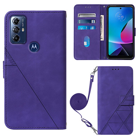 Funda de Cuero Cartera con Soporte Carcasa YB3 para Motorola Moto G Play (2023) Morado