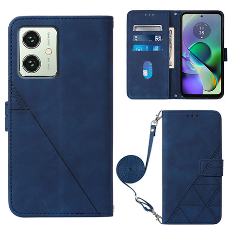 Funda de Cuero Cartera con Soporte Carcasa YB3 para Motorola Moto G54 5G Azul