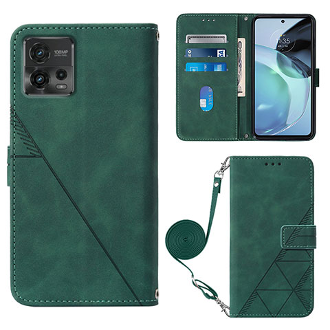 Funda de Cuero Cartera con Soporte Carcasa YB3 para Motorola Moto G72 Verde