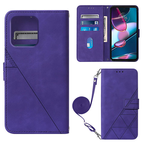 Funda de Cuero Cartera con Soporte Carcasa YB3 para Motorola Moto X40 5G Morado