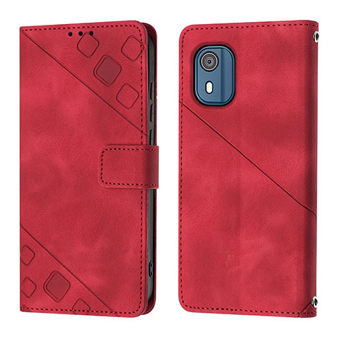 Funda de Cuero Cartera con Soporte Carcasa YB3 para Nokia C02 Rojo