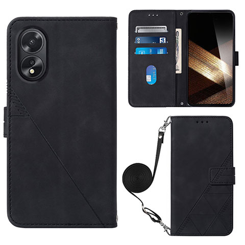 Funda de Cuero Cartera con Soporte Carcasa YB3 para Oppo A38 Negro