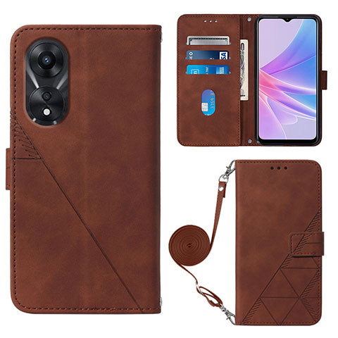 Funda de Cuero Cartera con Soporte Carcasa YB3 para Oppo A78 5G Marron