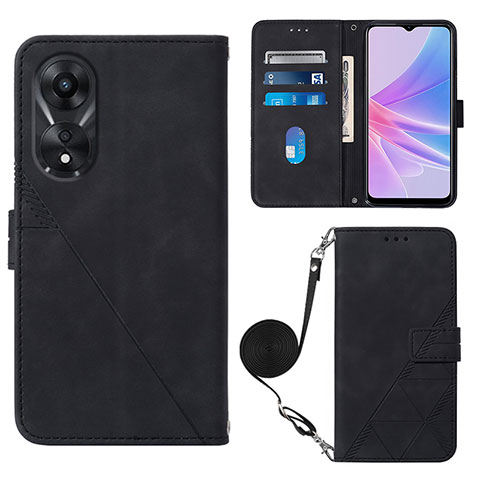 Funda de Cuero Cartera con Soporte Carcasa YB3 para Oppo A78 5G Negro