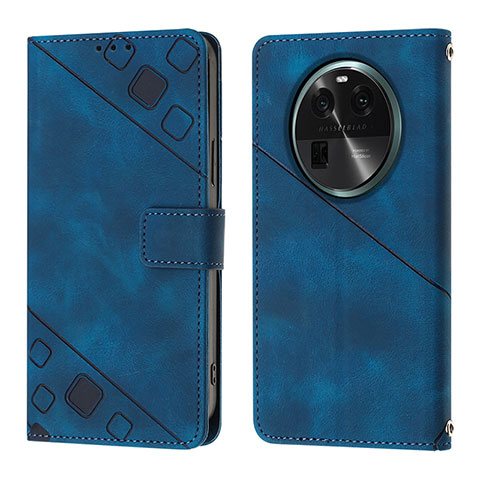 Funda de Cuero Cartera con Soporte Carcasa YB3 para Oppo Find X6 5G Azul